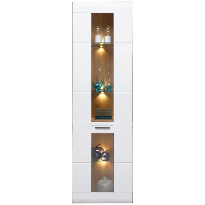 Vitrine Auris B: 60 cm Eiche Dekor/Wei&szlig;