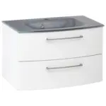 M&ouml;belix Waschbecken mit Unterschrank Stockholm B: 80cm Wei&szlig;/Grau