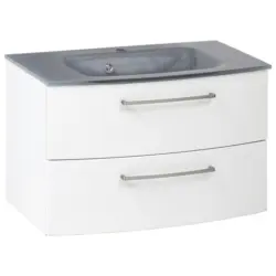 Waschbecken mit Unterschrank Stockholm B: 80cm Wei&szlig;/Grau