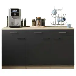 K&uuml;chenunterschrank Merle Schwarz, Eiche Dekor B: 150 cm