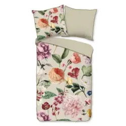 Wendebettw&auml;sche Fiori Gelb Beige Ecru 155x220 cm