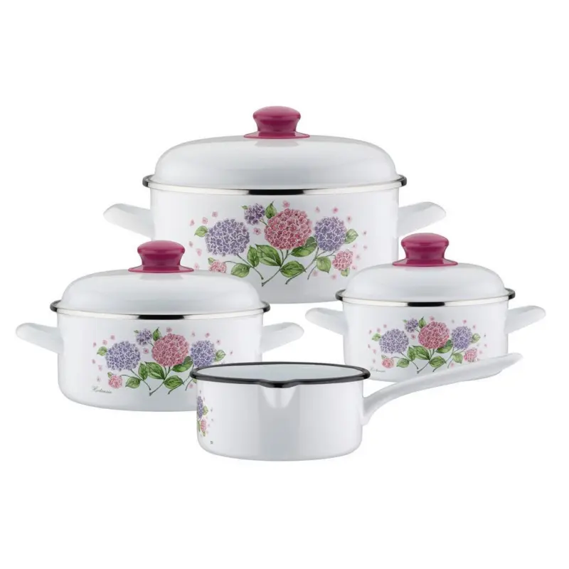 Kochtopfset Hortensie Wei&szlig;, 4-Teilig