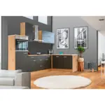 M&ouml;belix Einbauk&uuml;che Eckk&uuml;che M&ouml;belix Shadow mit Ger&auml;ten 280x170 cm Grau/Eiche Dekor
