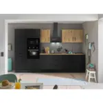 M&ouml;belix Einbauk&uuml;che K&uuml;chenblock M&ouml;belix Turin Schwarz/Eiche Dekor B: 340 cm