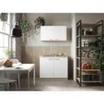 M&ouml;belix MINIK&Uuml;CHE Merle Wei&szlig;/Eiche Dekor B:100cm