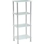 M&ouml;belix Regal mit Glasf&auml;chern Glare B 40cm, Edelstahl/Wei&szlig;