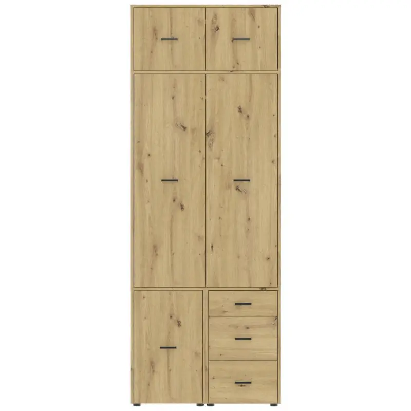 Dreht&uuml;renschrank m. Schubladen 90 cm Kivo, Eiche