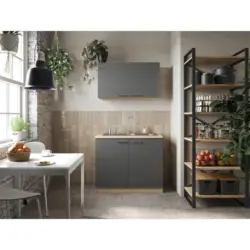 MINIK&Uuml;CHE Merle Grau/Eiche Dekor B:100cm