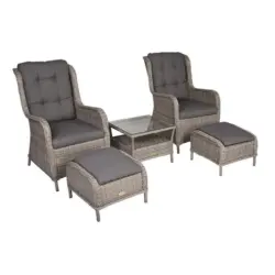 Gartensessel-Set 5--Teilig Valencia Kunststoff/Textil