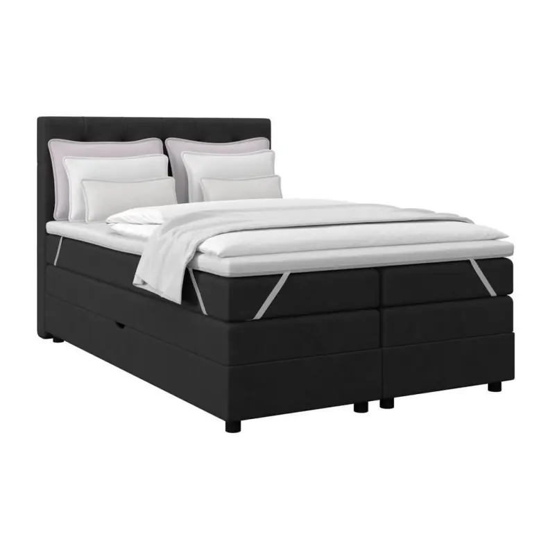Boxspringbett Elio Schwarz 140x200 cm H3/H4