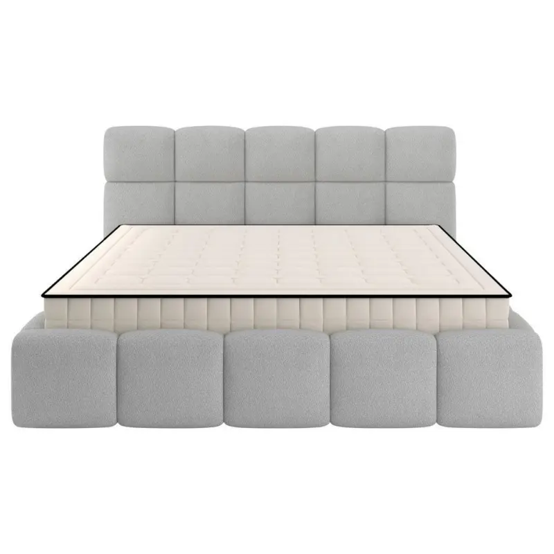 Polsterbett Cloudy m. Matratze Silberfarben, LF: 180x200 cm