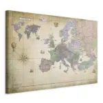 M&ouml;belix Leinwandbild Map of Europe Perlmutt Grauwei&szlig; B: 90 cm