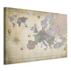 Leinwandbild Map of Europe Perlmutt Grauwei&szlig; B: 90 cm
