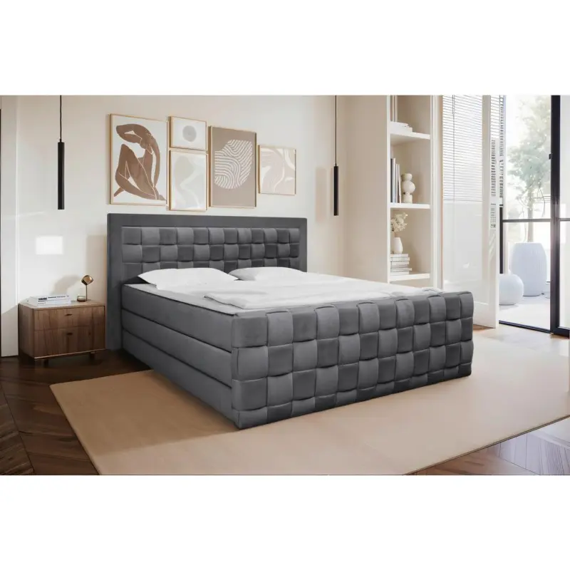 Boxspringbett Grenada Graphitfarben, LF: 160x200 cm