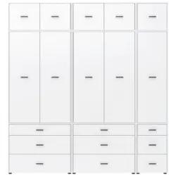 Dreht&uuml;renschrank m. Schubladen 225 cm Kivo, Wei&szlig;