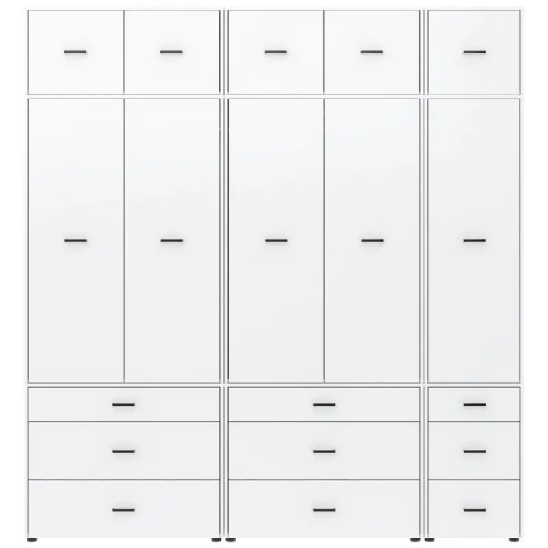Dreht&uuml;renschrank m. Schubladen 225 cm Kivo, Wei&szlig;