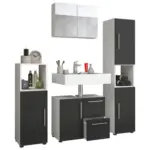 M&ouml;belix Badm&ouml;bel-Set 4--Teilig. Flandu B: 123 cm Schwarz/Wei&szlig;