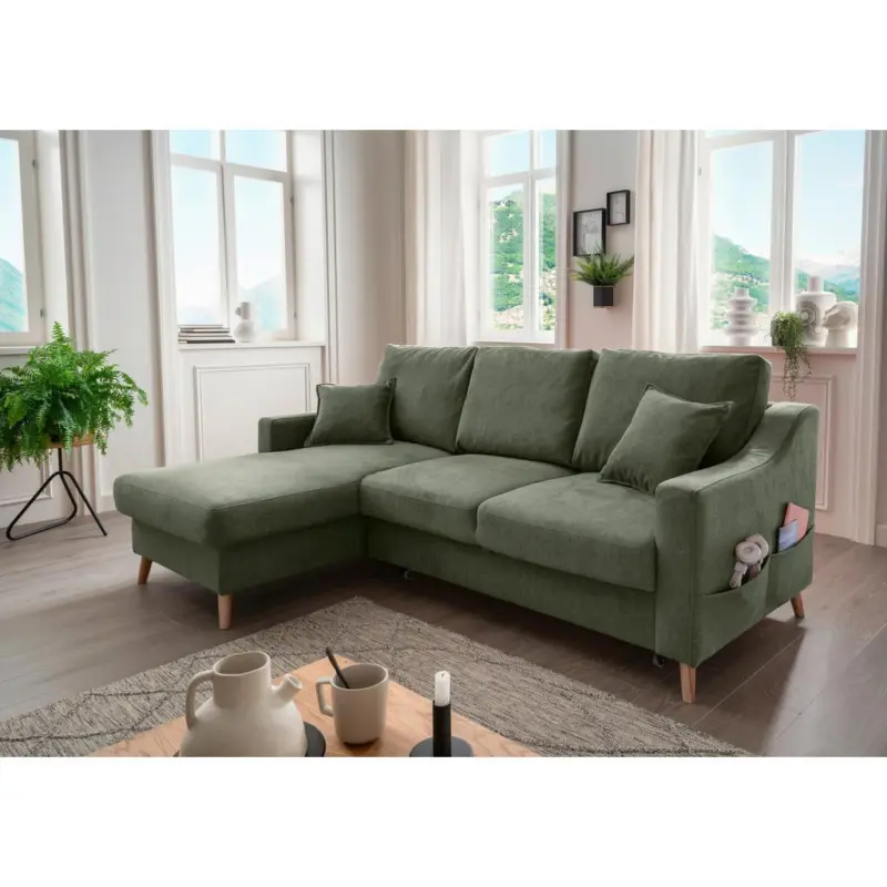 Ecksofa Valentina Dunkelgr&uuml;n S: 150x228 cm