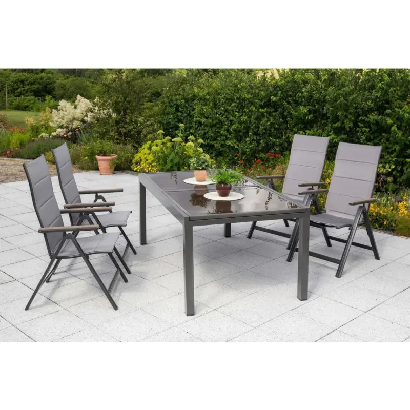 Gartentischgruppe Trivero 5 -Teilig. Braun/Graphitfarben