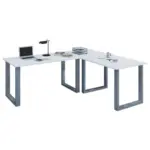 M&ouml;belix Eckschreibtisch B:50 cm H:76 cm Lona Wei&szlig;/Silberfarben