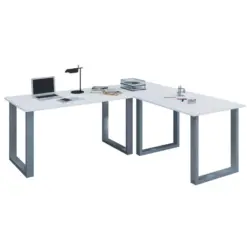 Eckschreibtisch B:50 cm H:76 cm Lona Wei&szlig;/Silberfarben