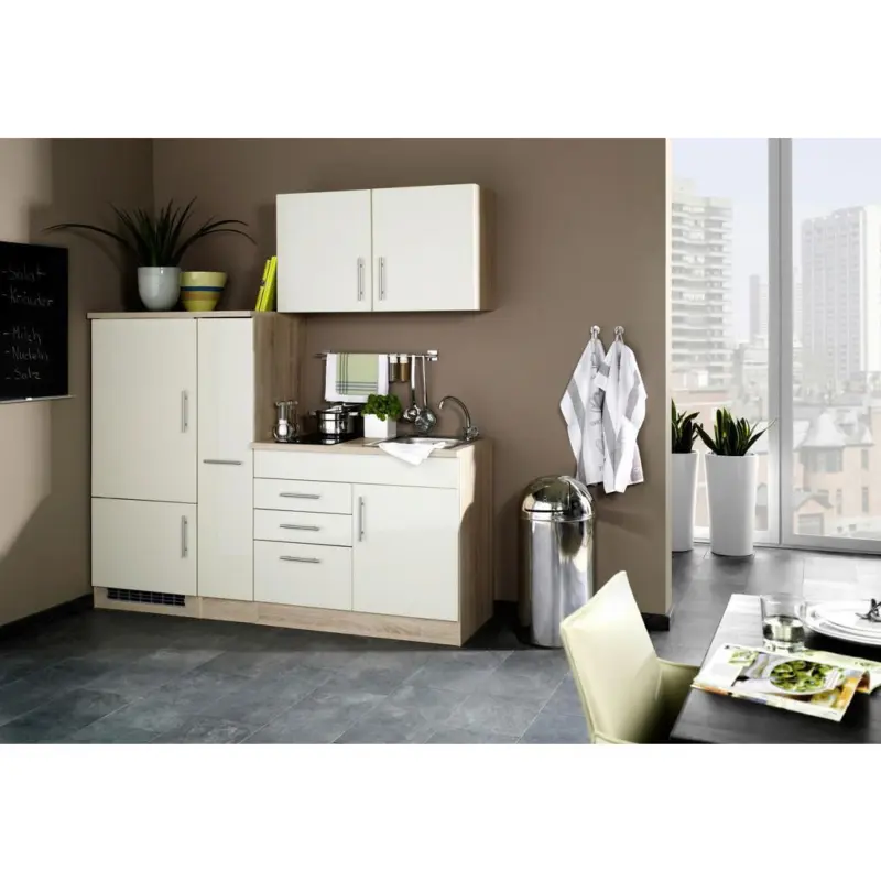 Einbauk&uuml;che K&uuml;chenblock M&ouml;belix Toronto Creme/Eiche Dekor B: 190 cm