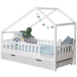 Hausbett Lou Bettschublade Wei&szlig; B: 120 cm
