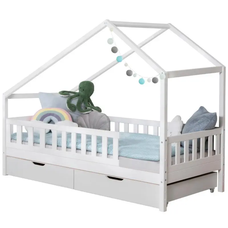 Hausbett Lou Bettschublade Wei&szlig; B: 120 cm