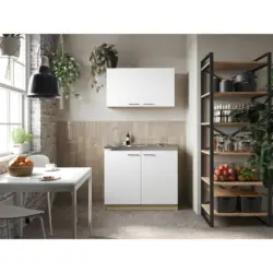 MINIK&Uuml;CHE Merle Wei&szlig;/Eiche Dekor B:100cm