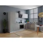 M&ouml;belix Einbauk&uuml;che Eckk&uuml;che M&ouml;belix Malia 280x172 cm Grau, mit Ger&auml;te