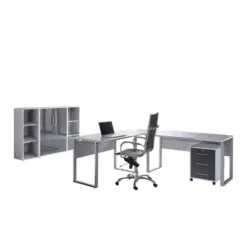 B&uuml;ro Office Edition Grau/Anthrazit Hochglanz