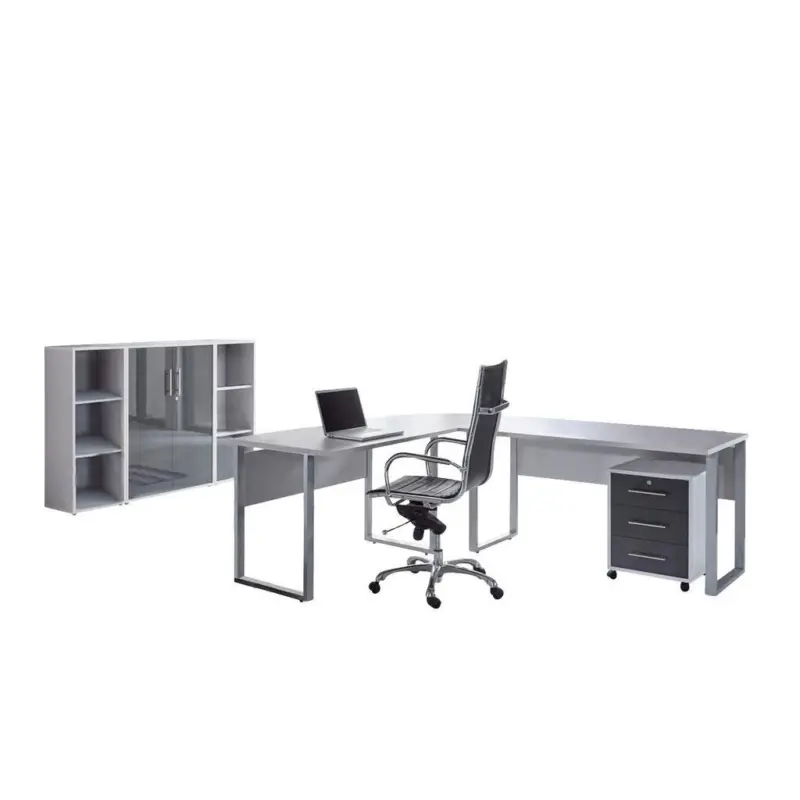 B&uuml;ro Office Edition Grau/Anthrazit Hochglanz
