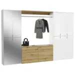 M&ouml;belix Garderobe Projekt X 4-Teilig Wei&szlig;/Eiche Artisan B: 273 cm