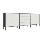 M&ouml;belix SIDEBOARD Mailand5B:237cm Wei&szlig;/Anthrazit