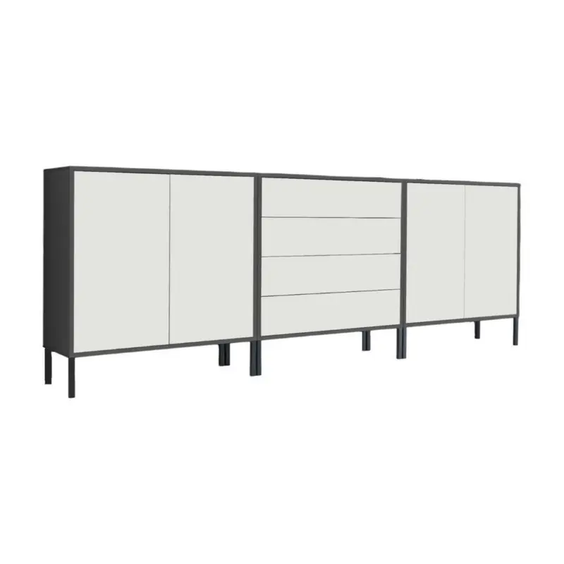 SIDEBOARD Mailand5B:237cm Wei&szlig;/Anthrazit