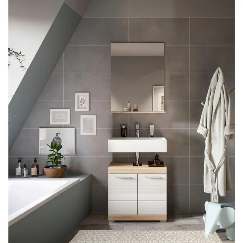 Badezimmer Lambada Eiche Dekor/Wei&szlig; B: 60 cm