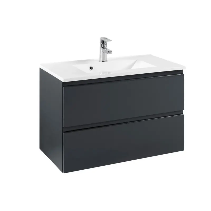 Waschbecken mit Unterschrank Cardiff B: 80cm, Graphitfarben