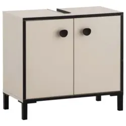 Waschbeckenunterschrank Edda Creme/Schwarz/Beige B: 65,1cm