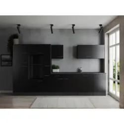 K&Uuml;CHENLEERBLOCK Oliver Grau, Schwarz B: 370 cm