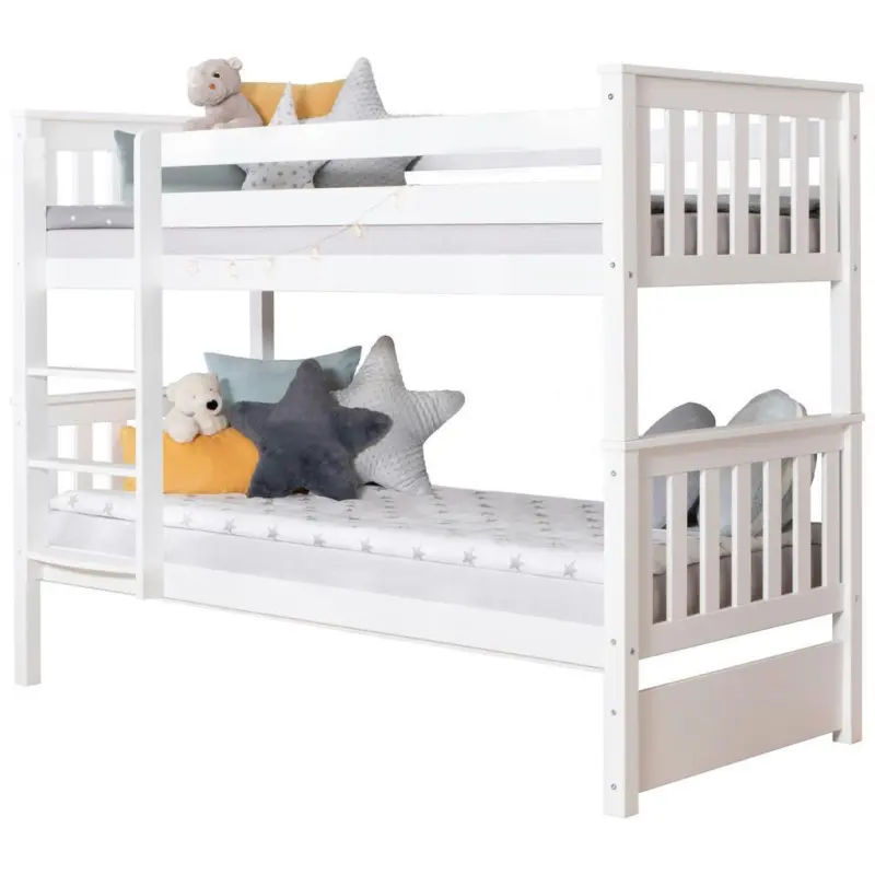 Etagenbett Sammy Wei&szlig; Kiefer massiv 90 cm m. Leiter