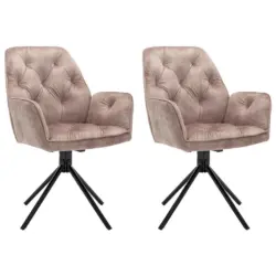 Esszimmerstuhl Sarina Beige/ Schwarz gepolstert 2-Er Set