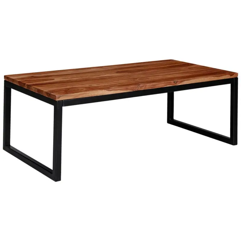 Couchtisch Holz massiv, Sheesham/Schwarz