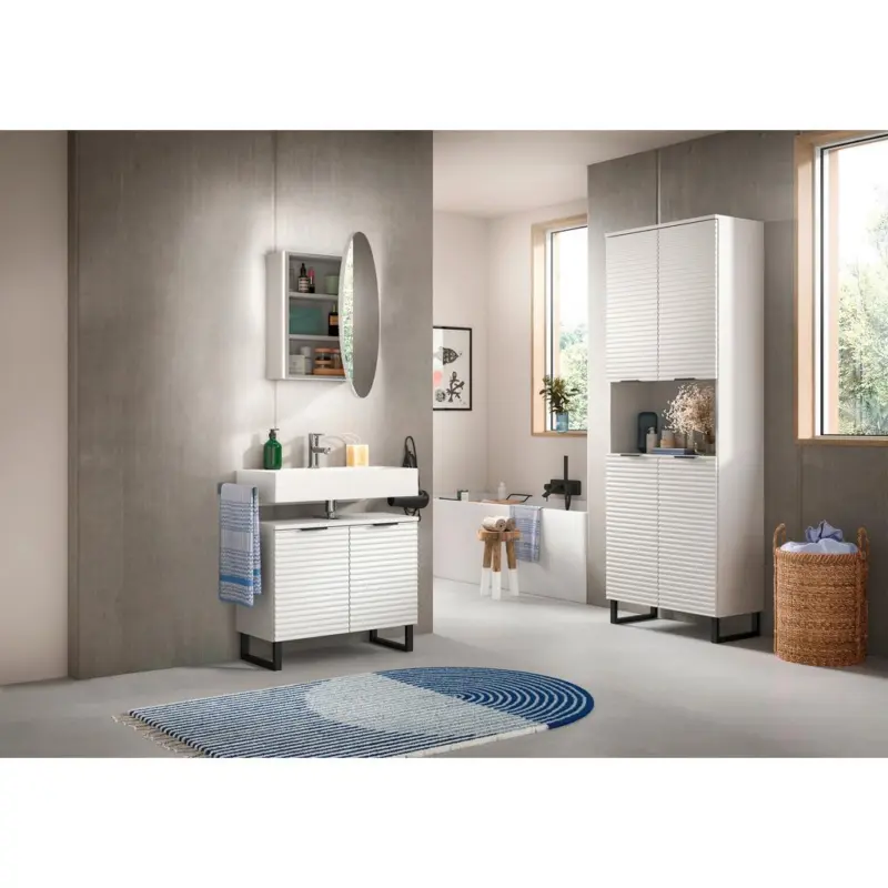 BADEZIMMER Riff Wei&szlig; B: 140 cm