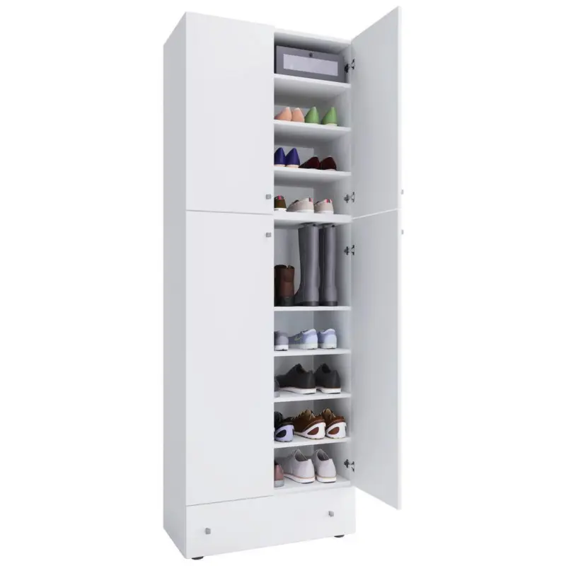 Schuhschrank Lona XXL Wei&szlig; 4-T&uuml;rig, 1 Lade B: 70 cm