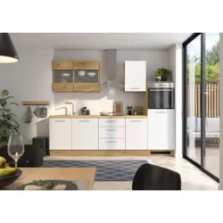 Einbauk&uuml;che K&uuml;chenblock M&ouml;belix Capri Wei&szlig;/Eiche Dekor B: 280 cm