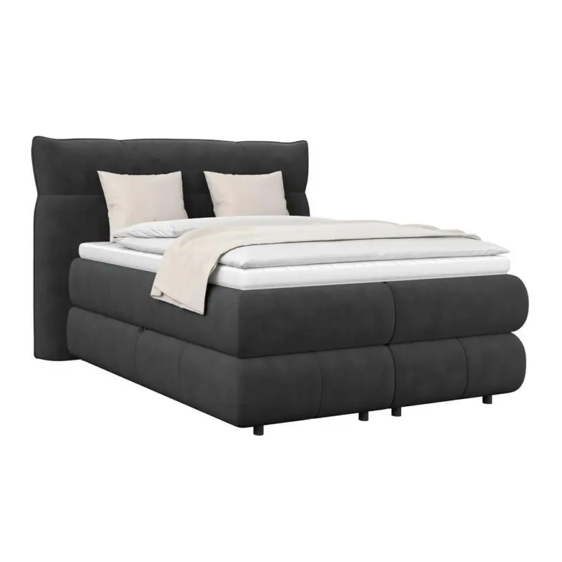 Boxspringbett Carmelo Schwarz 140x200 cm H4