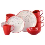 M&ouml;belix Kombiservice Joy Rot-Bunt Creme, Rot 16--Teilig