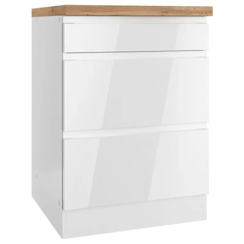 K&uuml;chenunterschrank Monza B: 60 cm Wei&szlig;/Eiche Dekor
