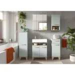 M&ouml;belix Badezimmer Star Hellgr&uuml;n/Eiche Dekor B: 128cm