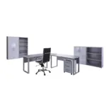 M&ouml;belix B&uuml;ro Office Edition Set Grau/Wei&szlig; Hochglanz